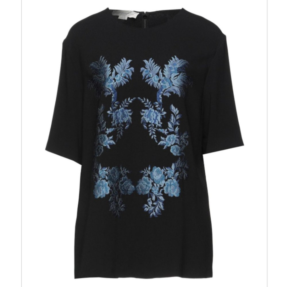 NWT Stella McCartney Black Floral Embroidered Top